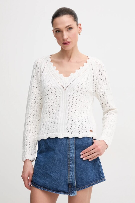 Pepe Jeans pulover de bumbac OLYA SWEATER subtiri bej PL702288