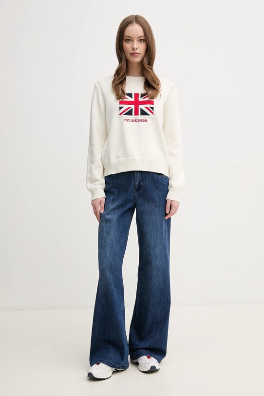 Бавовняний светр Pepe Jeans NUNA PL702293 бежевий SS25
