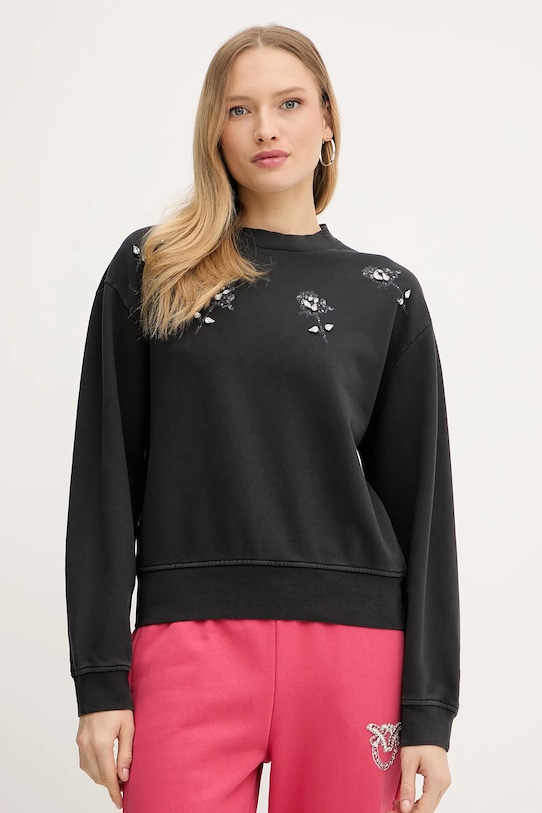Bavlněná mikina Pinko REIMAGINE by Patrick Mcdowell bez kapuce černá 105084.A2K3
