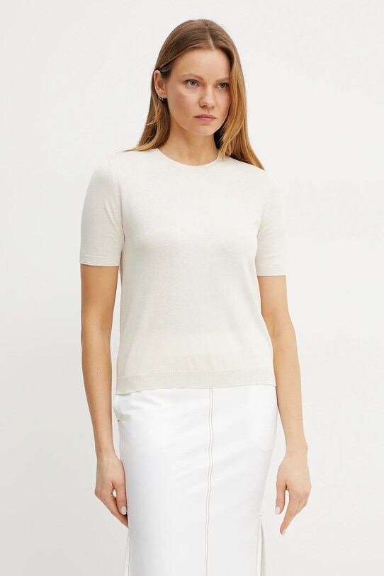 Hedvábný svetr Weekend Max Mara kulatý béžová 2515361041600