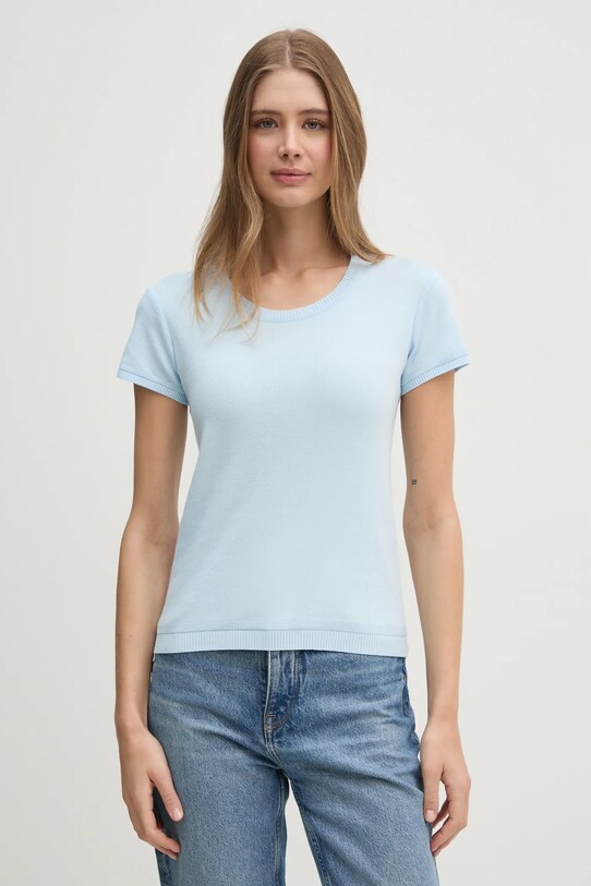 United Colors of Benetton pulover de bumbac subtiri albastru 1091D1M10