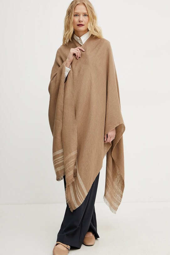 MM poncho 2516731018600 brązowy SS25