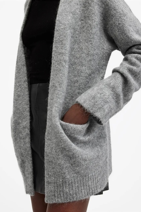 AllSaints kardigan wełniany ZOE szary W048KB