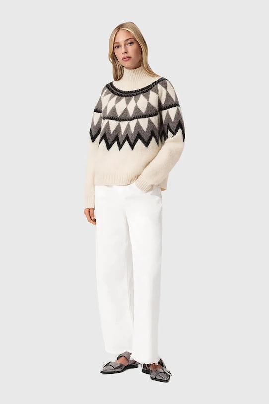 Odzież AllSaints sweter z dodatkiem wełny TARA W086KB brązowy