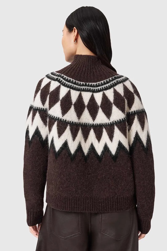 AllSaints sweter z dodatkiem wełny TARA W086KB brązowy SS25