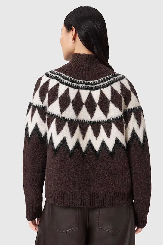 AllSaints sweter z dodatkiem wełny TARA W086KB brązowy SS25