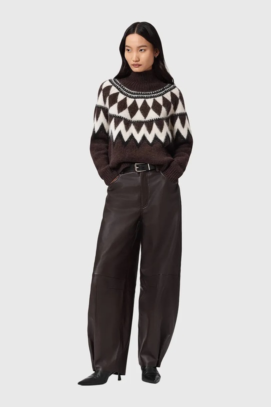 Odzież AllSaints sweter z dodatkiem wełny TARA W086KB brązowy