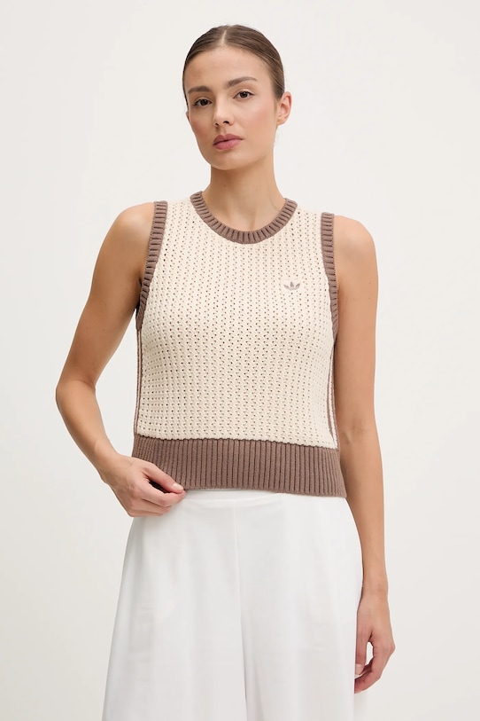 adidas Originals vestă KNITTED VEST grosime medie bej JD0904