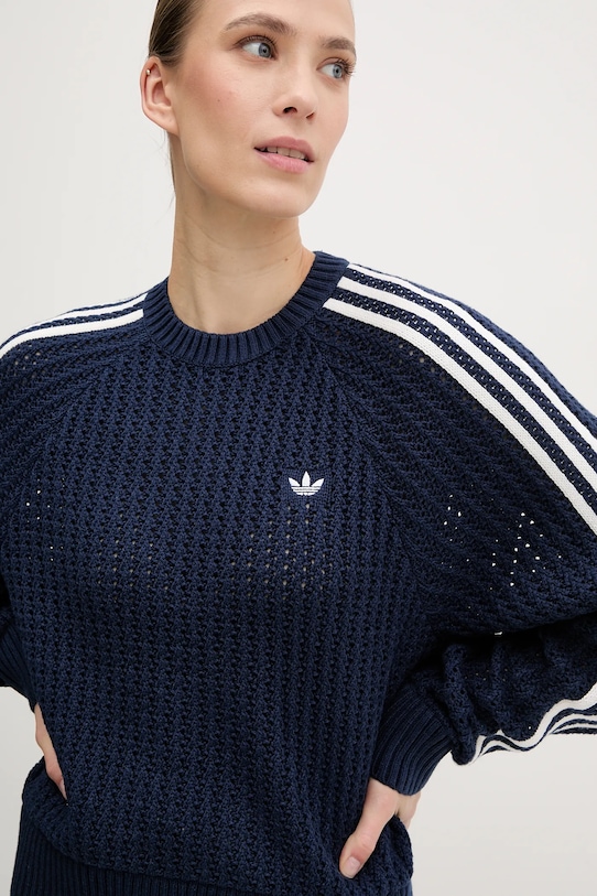 Sveter adidas Originals KNITTED CREW tmavomodrá JD0906