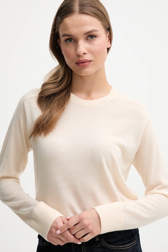 United Colors of Benetton sweter wełniany beżowy 11AHD10CV