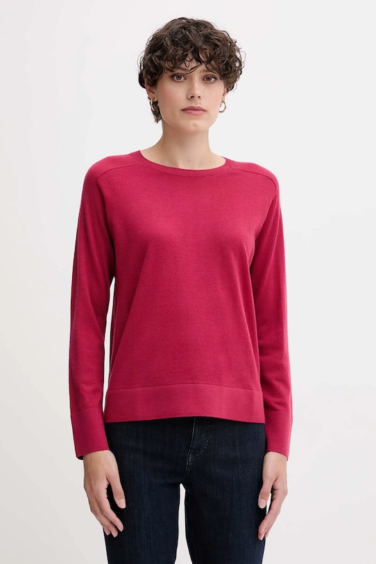 United Colors of Benetton sweter wełniany okrągły różowy 11AHD10CV
