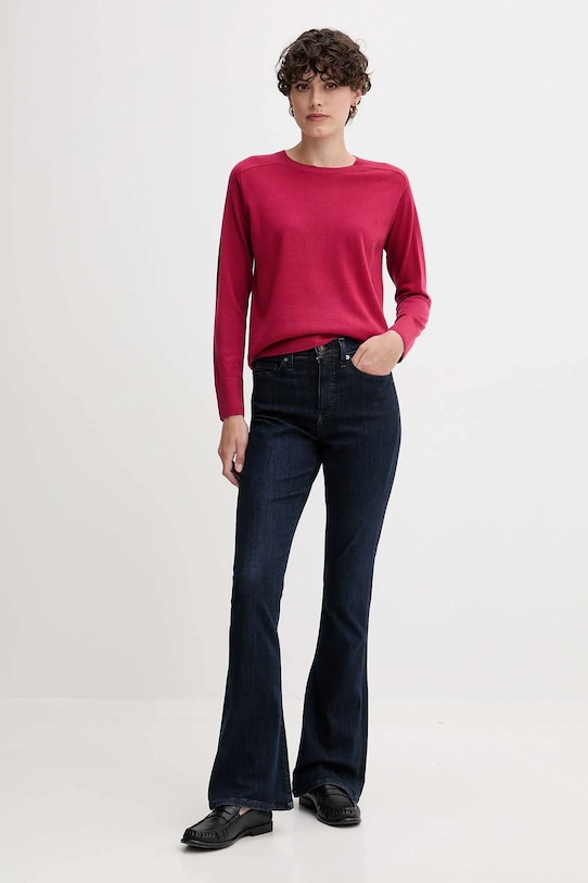 United Colors of Benetton sweter wełniany 11AHD10CV różowy AW25