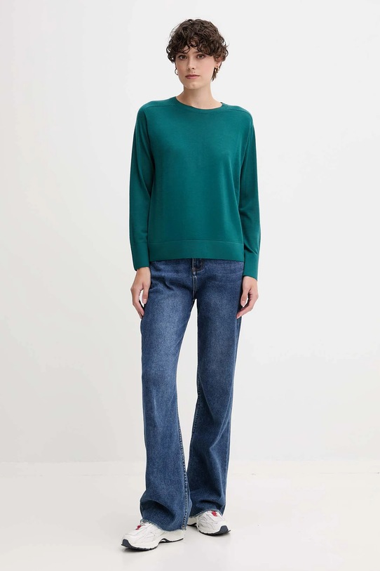 United Colors of Benetton sweter wełniany 11AHD10CV turkusowy AW25