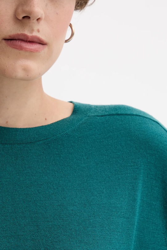 United Colors of Benetton sweter wełniany 11AHD10CV turkusowy