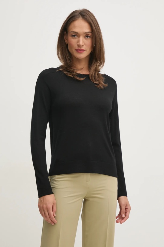 Vlněný svetr United Colors of Benetton kulatý černá 11AHD10CV