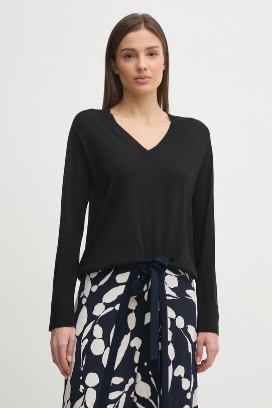 Шерстяной свитер United Colors of Benetton тонкий чёрный 11AHD402M