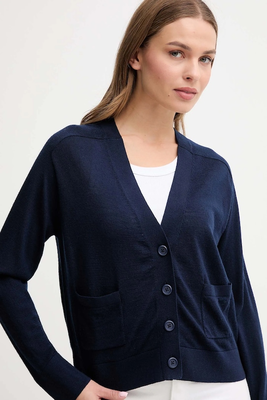 United Colors of Benetton kardigan wełniany granatowy 11AHD604R