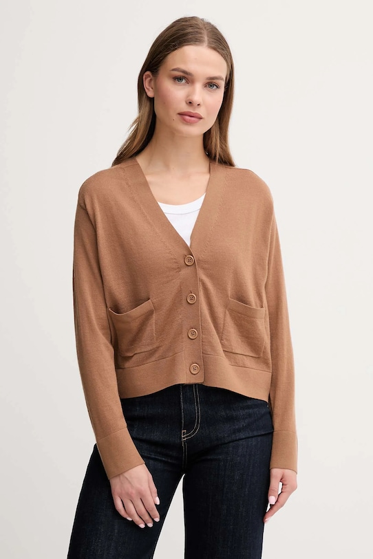 United Colors of Benetton kardigan wełniany brązowy 11AHD604R