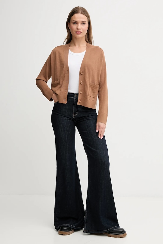 United Colors of Benetton kardigan wełniany 11AHD604R brązowy AW25