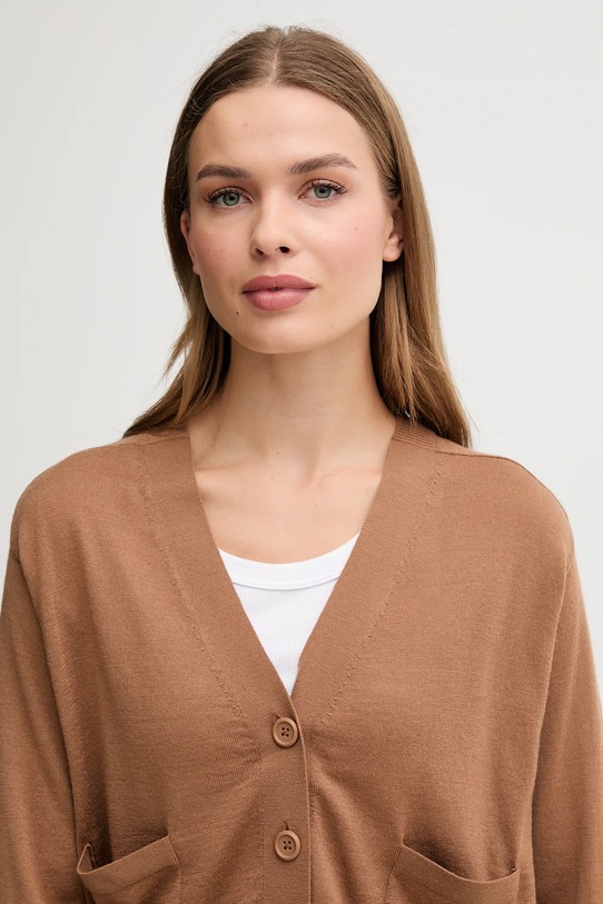 United Colors of Benetton kardigan wełniany brązowy 11AHD604R