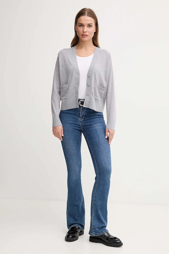 United Colors of Benetton kardigan wełniany 11AHD604R szary AW25