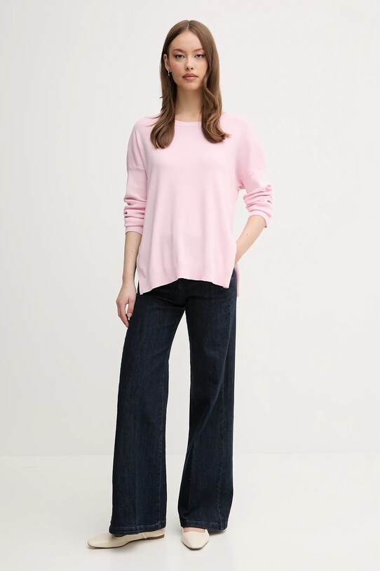 United Colors of Benetton pamut pulóver 1091D10D7 rózsaszín SS25