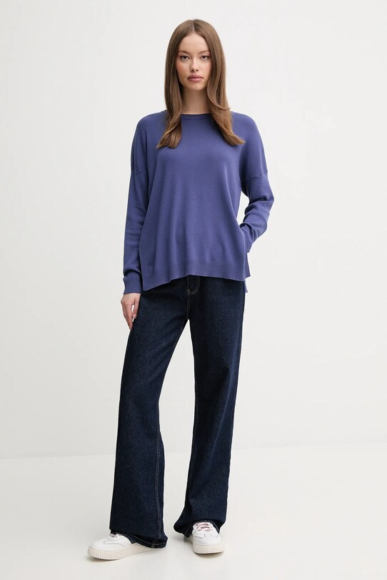 Bavlněný svetr United Colors of Benetton 1091D10D7 námořnická modř SS25