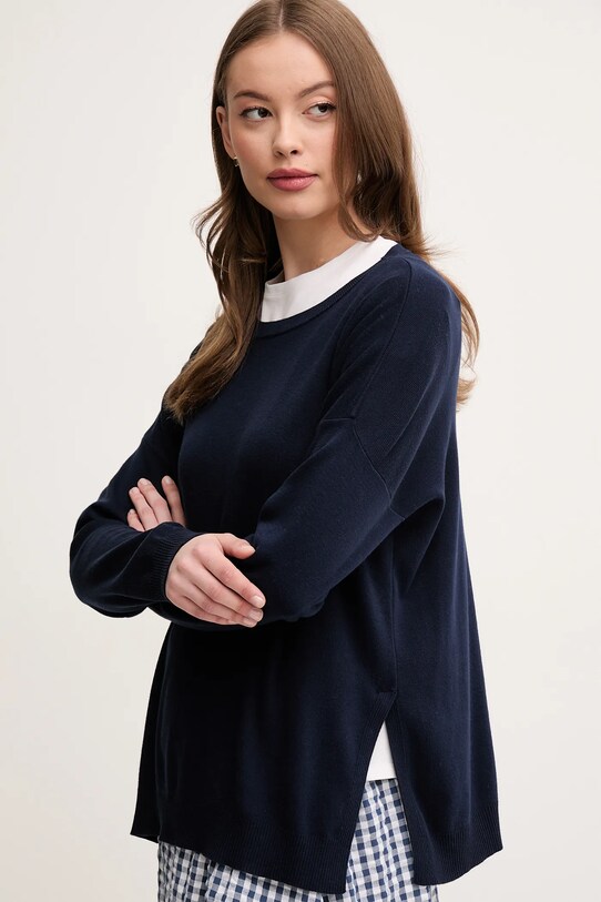 United Colors of Benetton pulover de bumbac bleumarin 1091D10D7
