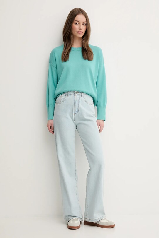 United Colors of Benetton pulover de bumbac 1294D10DP turcoaz SS25