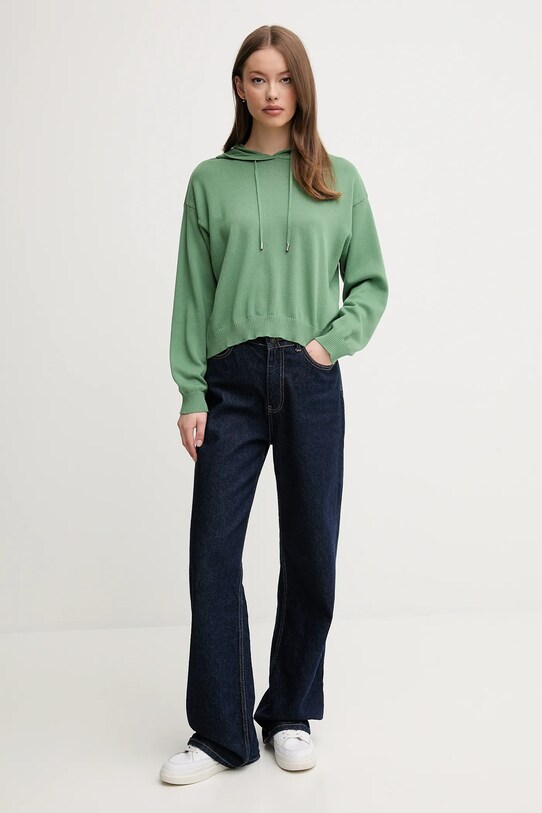 Хлопковый свитер United Colors of Benetton 1294D203T зелёный SS25