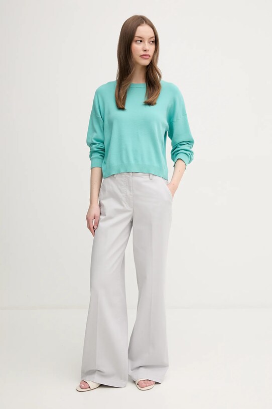 United Colors of Benetton pulover de bumbac 1091D10D6 turcoaz SS25