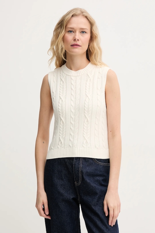 United Colors of Benetton kamizelka bawełniana bawełna beżowy 1694D10CM