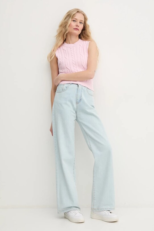 Βαμβακερό γιλέκο United Colors of Benetton 1694D10CM ροζ SS25