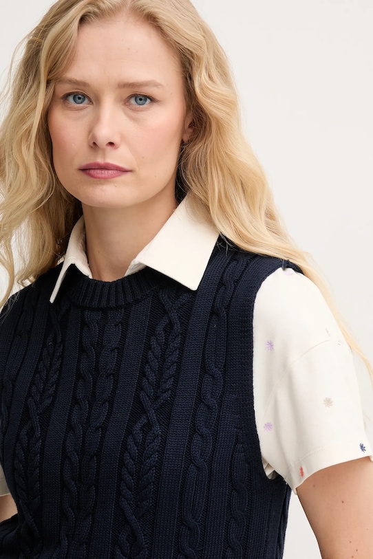 United Colors of Benetton vestă din bumbac bleumarin 1694D10CM