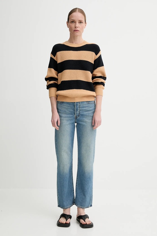 Svetr z vlněné směsi Levi's ROCKET SWEATER 0012L hnědá SS25