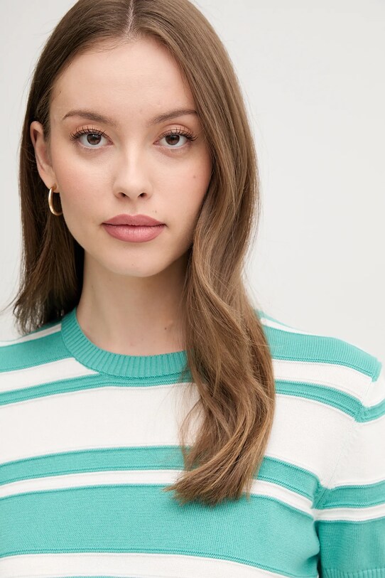 United Colors of Benetton pulover de bumbac turcoaz 1294E10D0