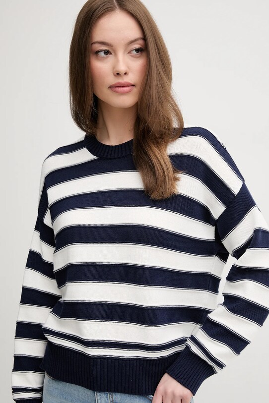 United Colors of Benetton pulover de bumbac bleumarin 1494E10CW