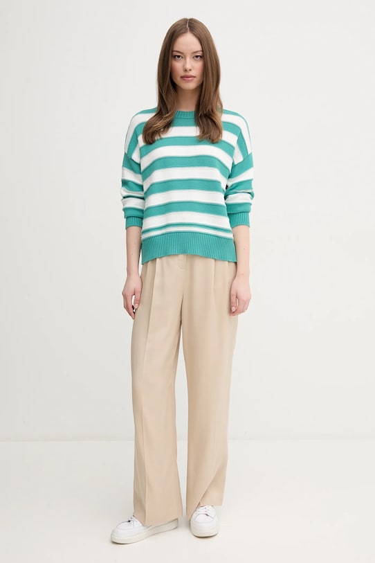 United Colors of Benetton pamut pulóver 1494E10CW türkiz SS25