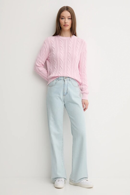United Colors of Benetton pulover de bumbac 1594D10D4 roz SS25