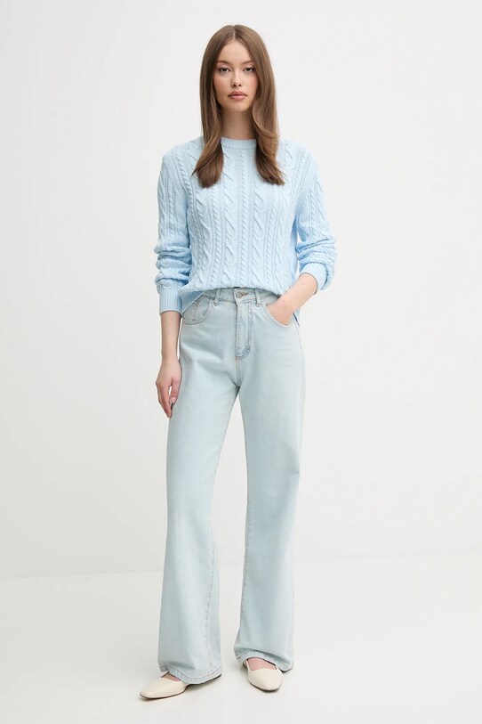 Хлопковый свитер United Colors of Benetton 1594D10D4 голубой SS25