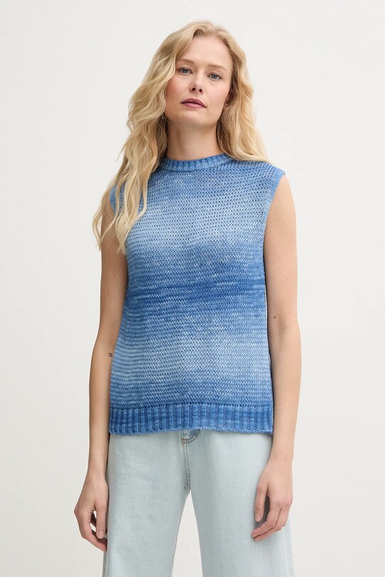 United Colors of Benetton sweter bawełniany okrągły niebieski 108FD10CL