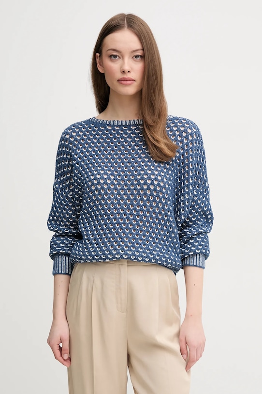 United Colors of Benetton sweter drobny wzór granatowy 1194E10D9