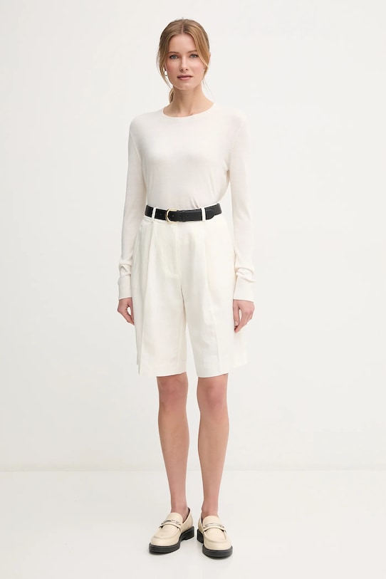 United Colors of Benetton sweter z dodatkiem jedwabiu 1ZRED10CP beżowy AW25