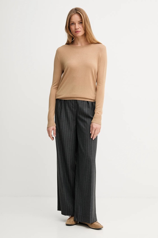 United Colors of Benetton sweter z dodatkiem jedwabiu 1ZRED10CP beżowy AW25