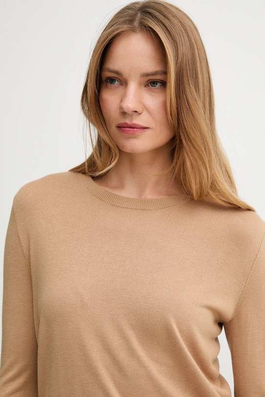 United Colors of Benetton sweter z dodatkiem jedwabiu beżowy 1ZRED10CP
