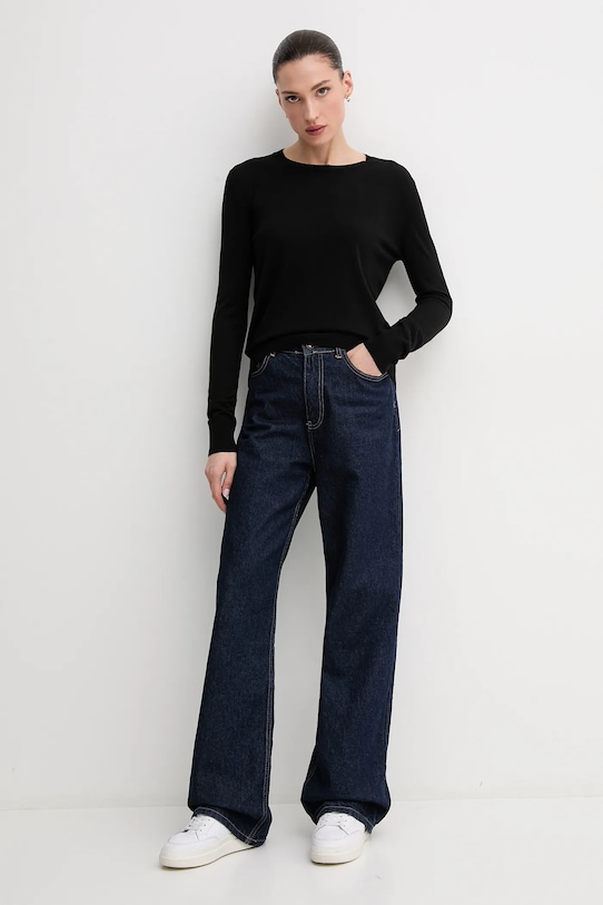 United Colors of Benetton pulover din amestec de mătase 1ZRED10CP negru AW25