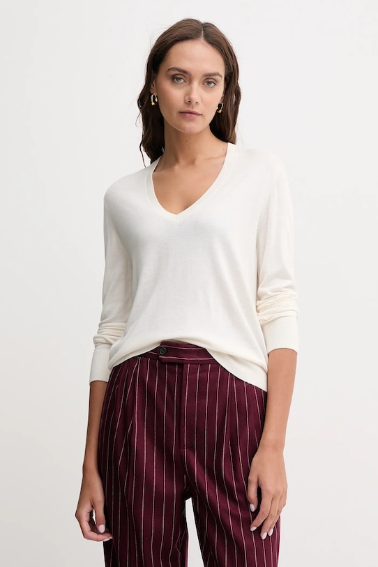 United Colors of Benetton sweter z domieszką jedwabiu pozostałe beżowy 1ZRED402L