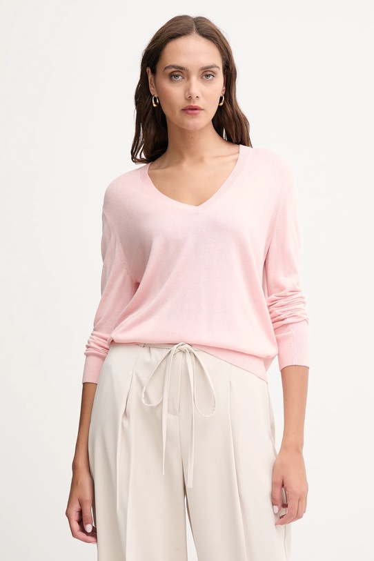 United Colors of Benetton sweter z domieszką jedwabiu różowy 1ZRED402L