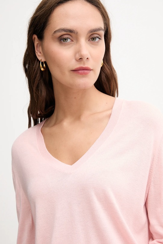 United Colors of Benetton sweter z domieszką jedwabiu różowy 1ZRED402L