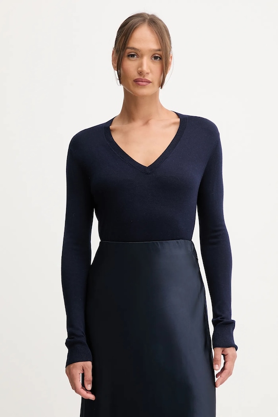 United Colors of Benetton sweter z domieszką jedwabiu granatowy 1ZRED402L